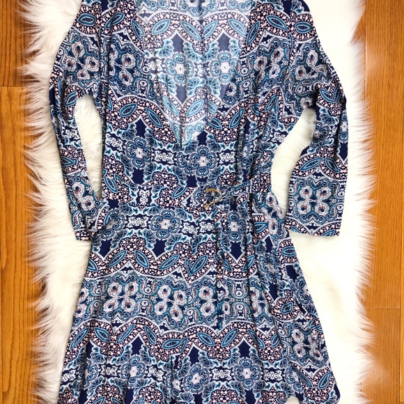 Express Geometric Wrap Dress, Multicolor, XS - Picture 5 of 8